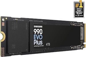 Samsung 990 EVO Plus 4TB PCIe Gen4x4 Gen5x2 M.2 NVMe SSD for high-speed storage