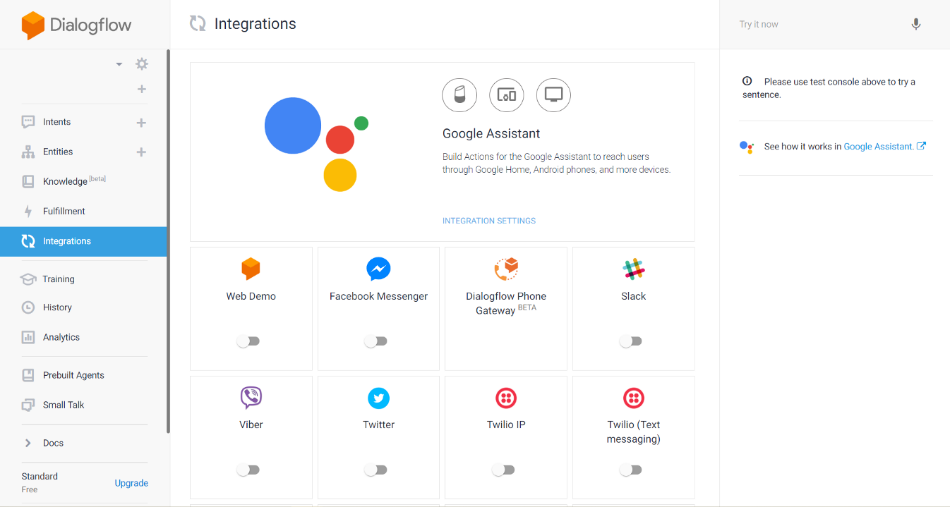 Google Dialogflow integration